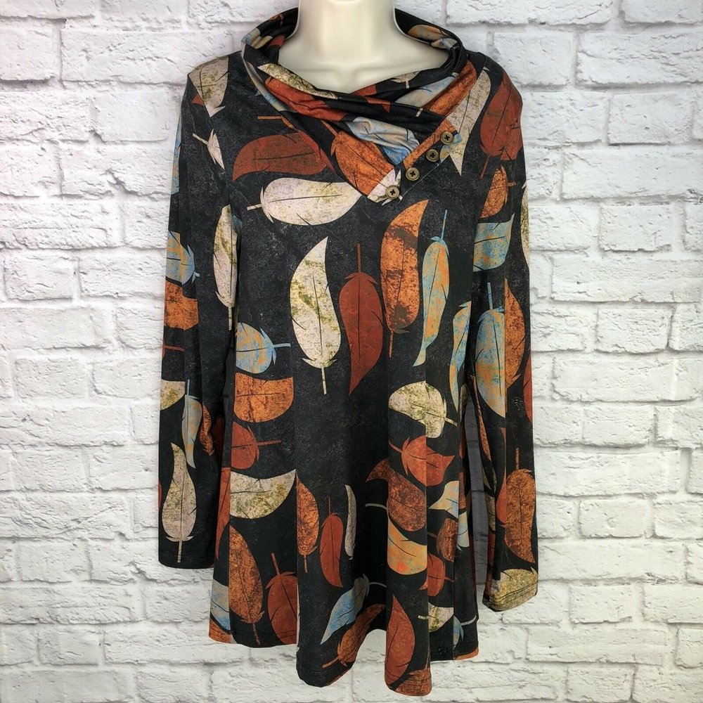 Azalea Tunic Top S Stretch Feather Print